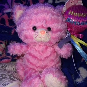 cute happy birthday pink kitten plush - milly
